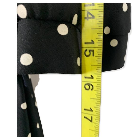 Vintage 80s Polka Dot Asymmetrical Collar Secretary Dress Medium - Picture 6 of 8